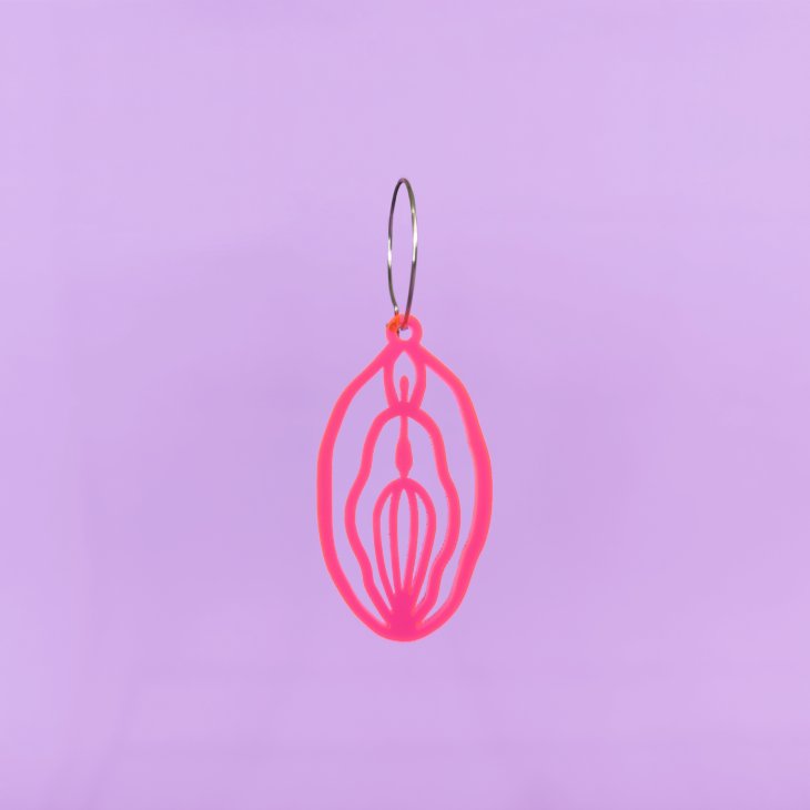 Pendiente Vulva Rosa Flúor